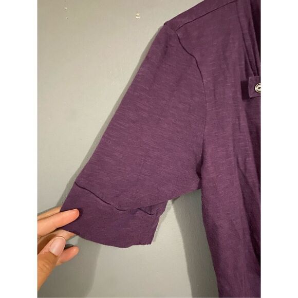Sonoma Lifestyle Purple 3/4 Sleeve Open Front Cotton Cardigan Size Small - Picture 3 of 5